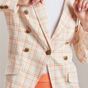 Peace of Cloth Orange and Cream Checkered Blazer